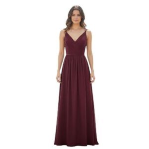 Sorrela Vita Wine V-neck Pleated Double Strap Chiffon Special Occasion Dress 12